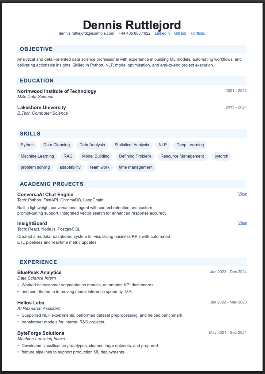 Fresher resume template