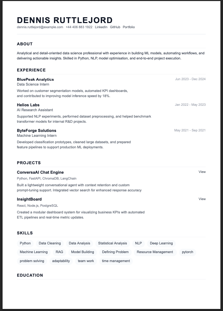 Minimalist resume template